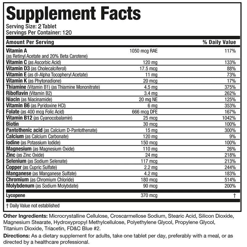 Men’s 50+ Multivitamin &amp; Multimineral – 120 Capsules
