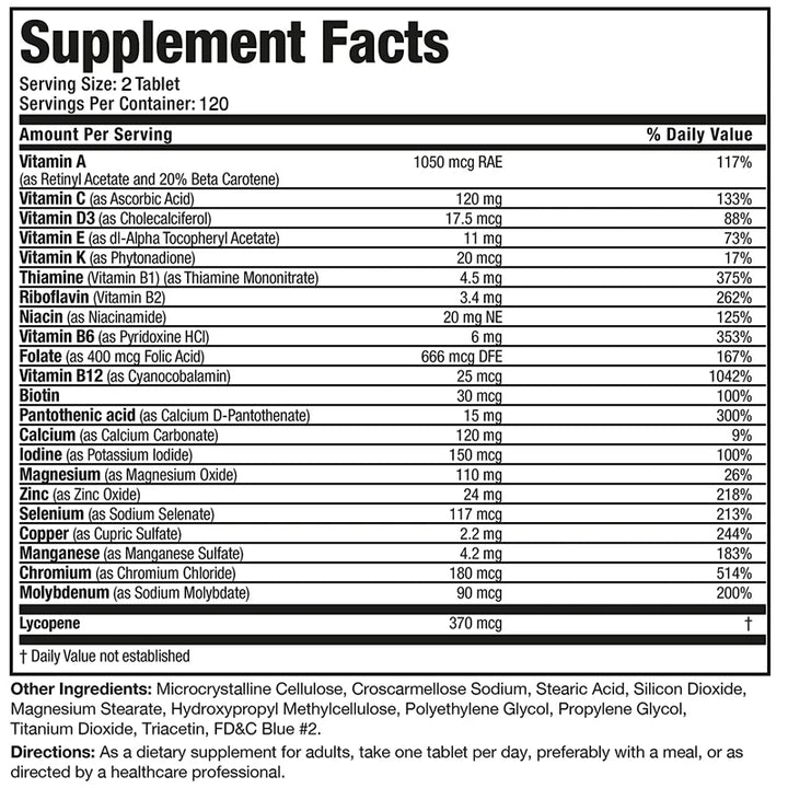 Men’s 50+ Multivitamin &amp; Multimineral – 120 Capsules