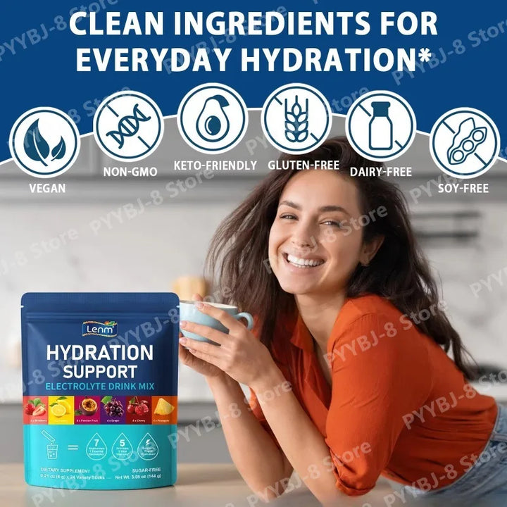 Lenm Electrolyte Drink Mix – Sugar-Free, 24 Sticks