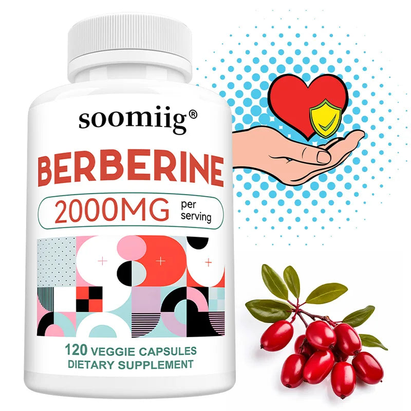 Berberine Capsules 2000mg, Supports Heart, Cardiovascular Health, Digestion, Liver Health, Immunity &amp; Metabolic Balance