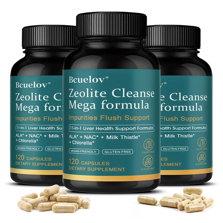 Liver Cleanse Detox &amp; Repair - Zeolite Supplement for Gut Health,Cognition &amp; Natural Energy,Glutathione,NAC,Chlorella,Shilajit
