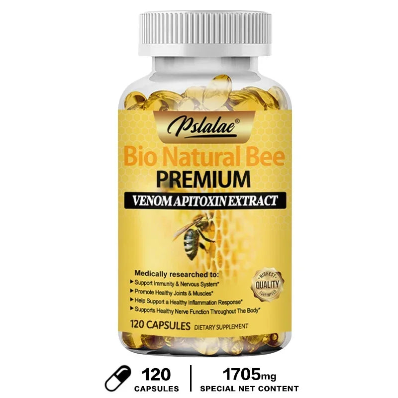 Natural Bee Capsules Enhance Immunity and Anti-oxidation, Effectively Relieve Joint Inflammation 120 Capsules Non-GMO Supplement