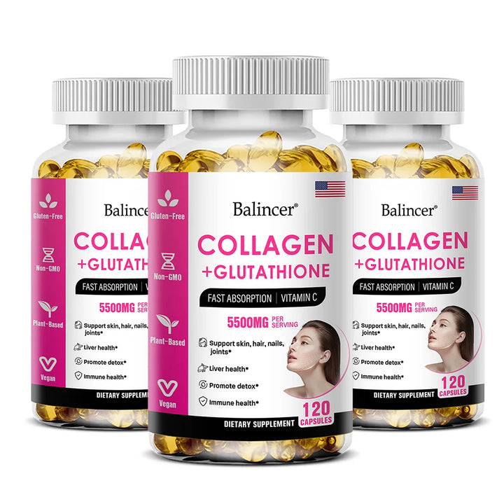 Glutathione Collagen Capsules, Antioxidant, Skin Whitening, Deeply Nourish Skin, Hair &amp; Nails, Support Anti-Aging &amp; Joint Health