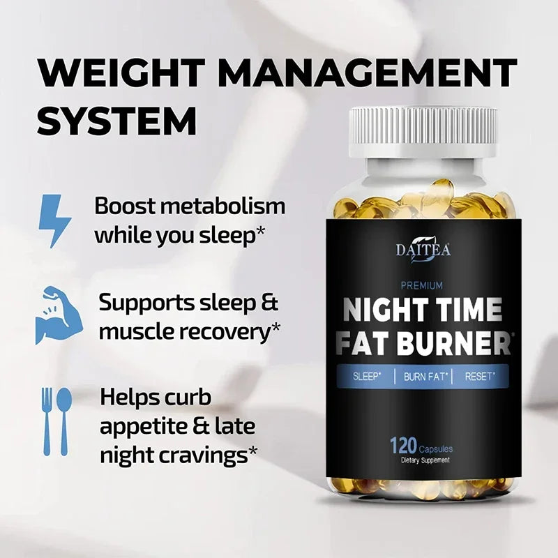 Daitea Night Fat Burning Supplement - with Vitamin D3, Green Coffee Beans, Green Tea, Natural Plants - Sleep &amp; Weight Management