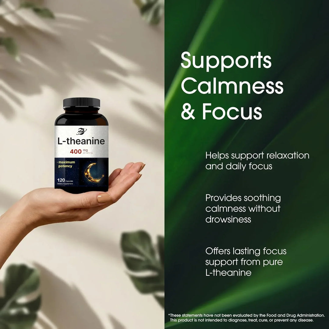 L-Theanine 400mg Supplement – Calm &amp; Relaxation Support
