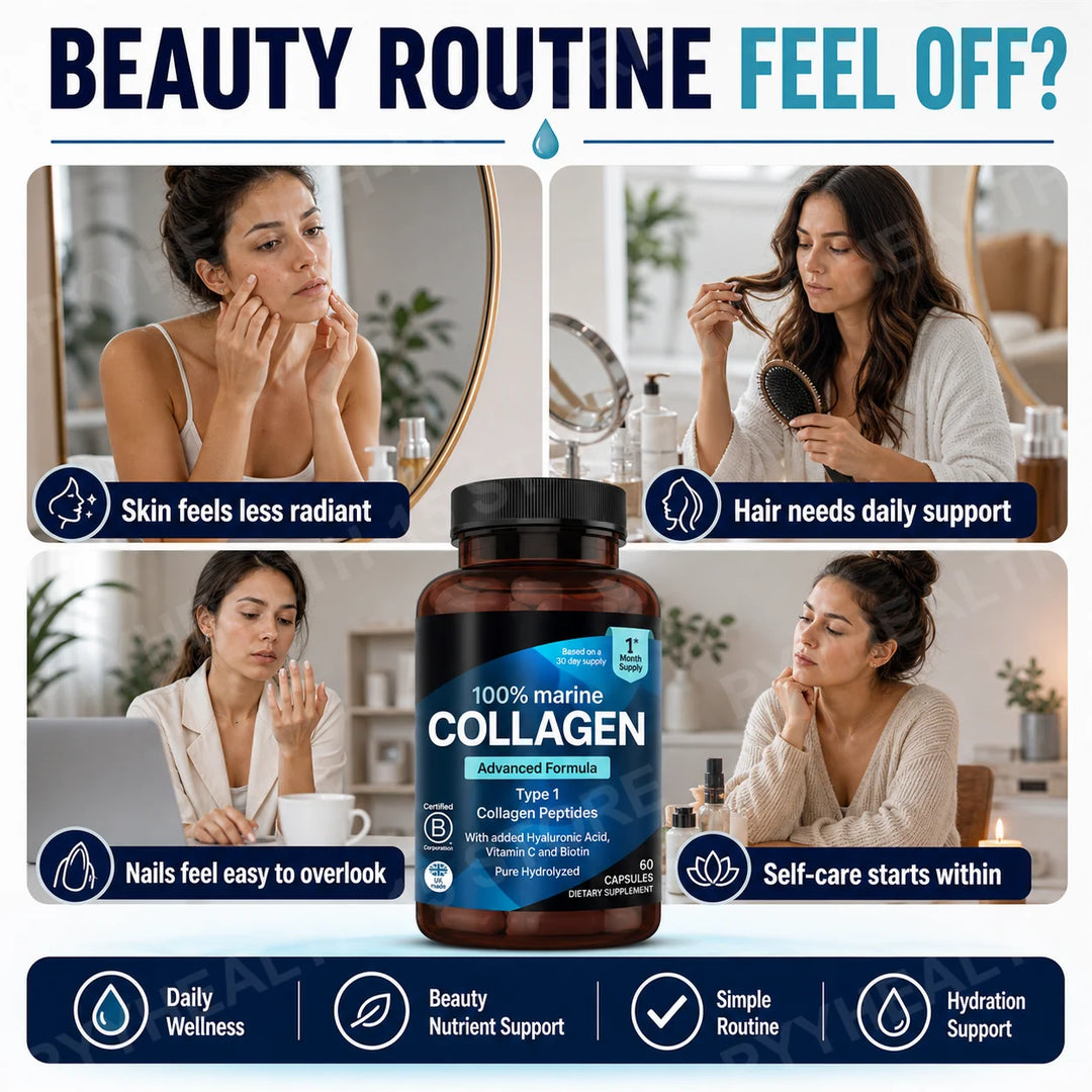 Marine Collagen Capsules – Hyaluronic Acid, Vitamin C &amp; Biotin