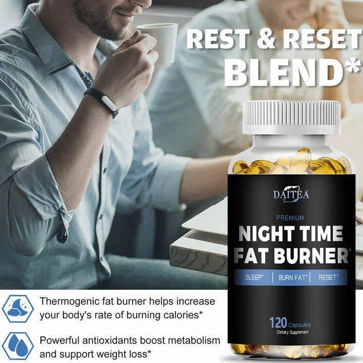 Daitea Night Fat Burning Supplement - with Vitamin D3, Green Coffee Beans, Green Tea, Natural Plants - Sleep &amp; Weight Management