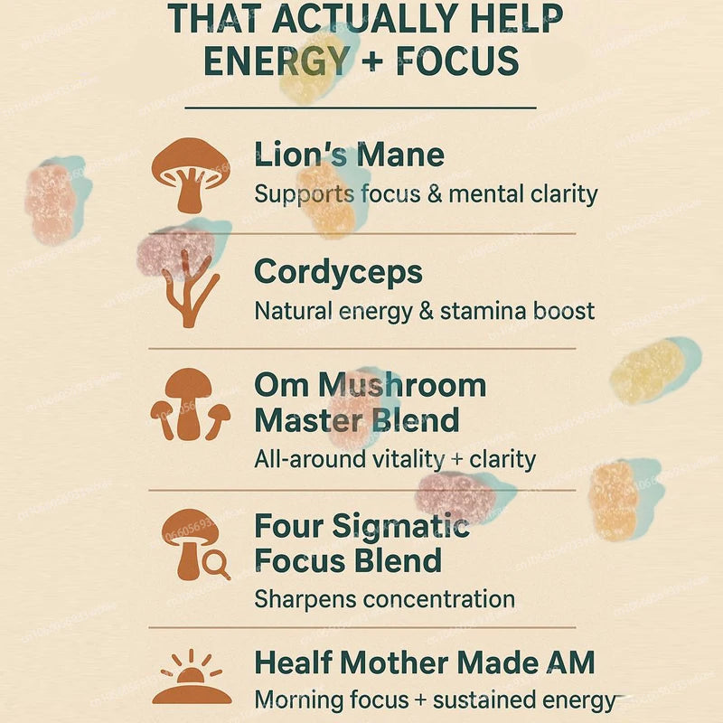 Mushroom Complex Gummies – Stress, Sleep &amp; Brain Support