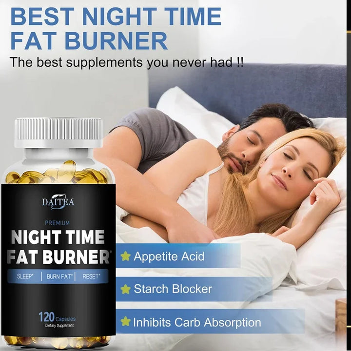 Daitea Night Fat Burning Supplement - with Vitamin D3, Green Coffee Beans, Green Tea, Natural Plants - Sleep &amp; Weight Management