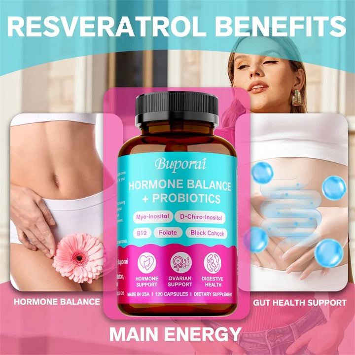 Hormone Balance + Probiotics - Relieves Fatigue, Mood Swings, Supports PMS, Menopause, PMDD, Improve Digestion and Metabolism