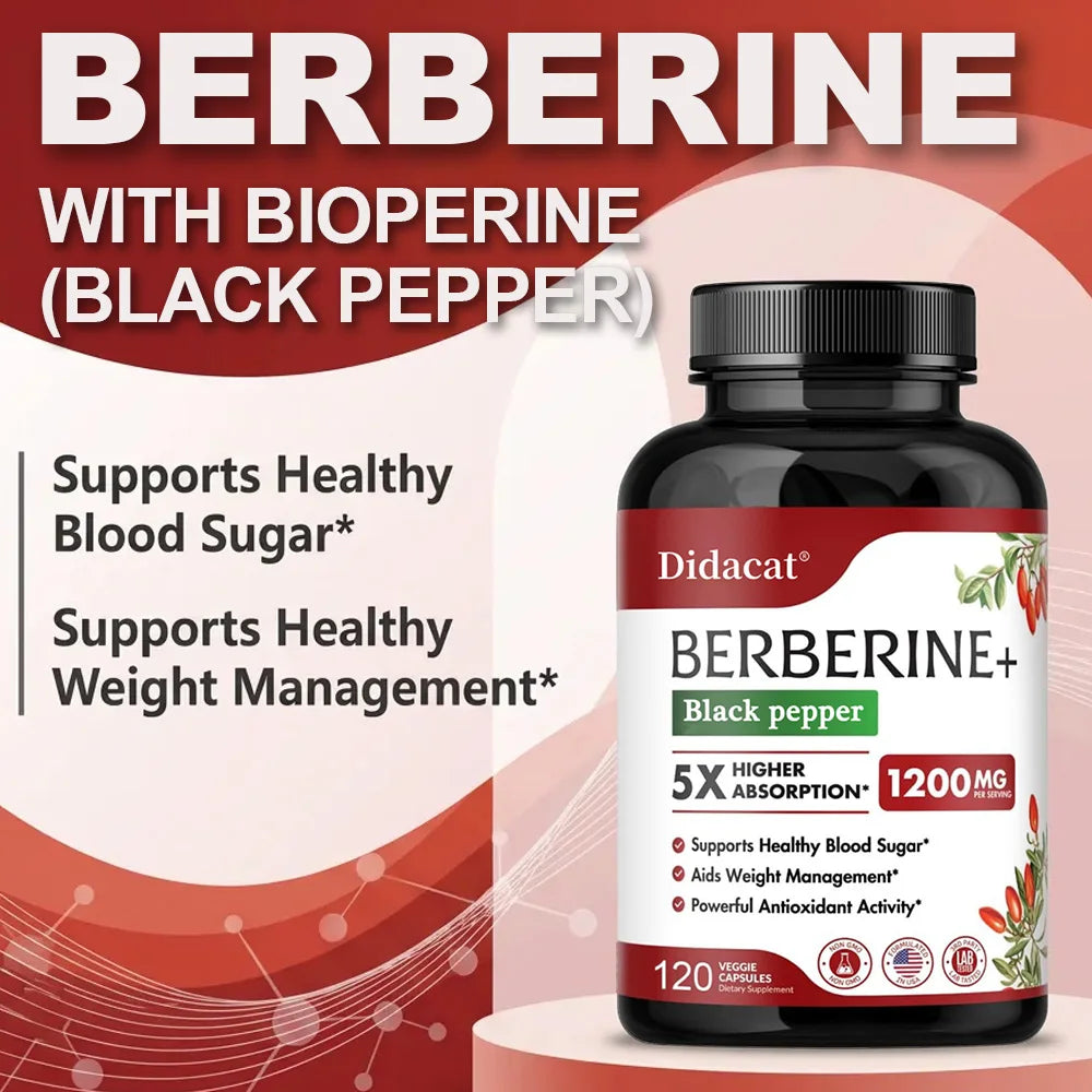 1200 MG Premium Berberine Supplement Capsules Supports Immune System, CardiovascularHeart &amp; Gastrointestinal Wellness