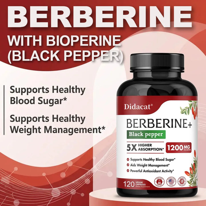 1200 MG Premium Berberine Supplement Capsules Supports Immune System, CardiovascularHeart &amp; Gastrointestinal Wellness