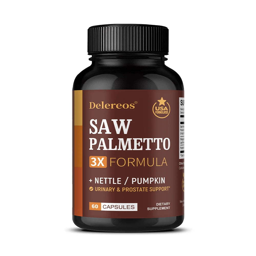 Saw Palmetto Capsules with Stinging Nettle, Promote Prostate Health,Reduce Baldness and Thinning Hair, Men’s Daily Wellness