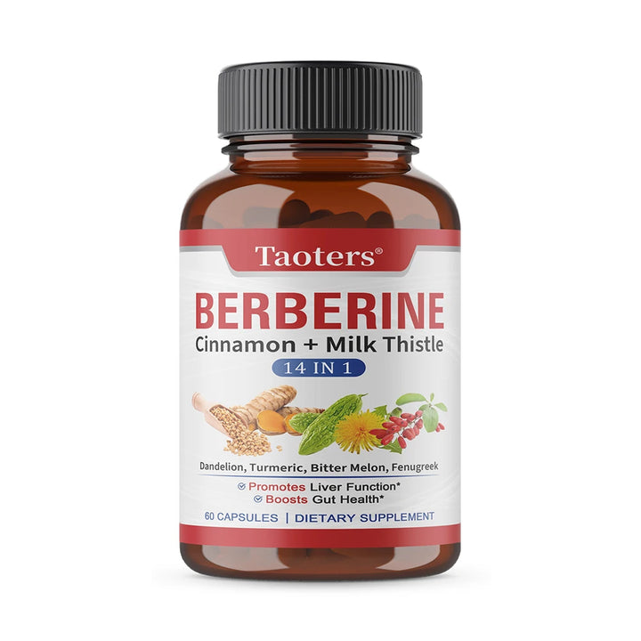 Berberine Capsules with Cinnamon, Milk Thistle, Support Cardiovascular Gut Liver Health, Balance Metabolism Boost Immunity