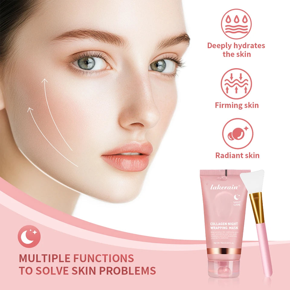 Collagen Wrapping Face Mask &amp; Brush Set – Hydrating &amp; Brightening