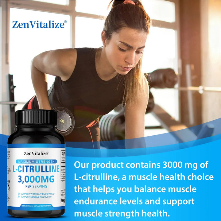 L Citrulline 3000mg Supplement Capsules for Men &amp; Women - Muscle Recovery &amp; Workout Endurance - Vegan, Non-GMO