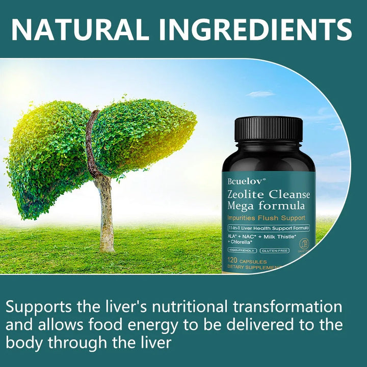 Liver Cleanse Detox &amp; Repair - Zeolite Supplement for Gut Health,Cognition &amp; Natural Energy,Glutathione,NAC,Chlorella,Shilajit