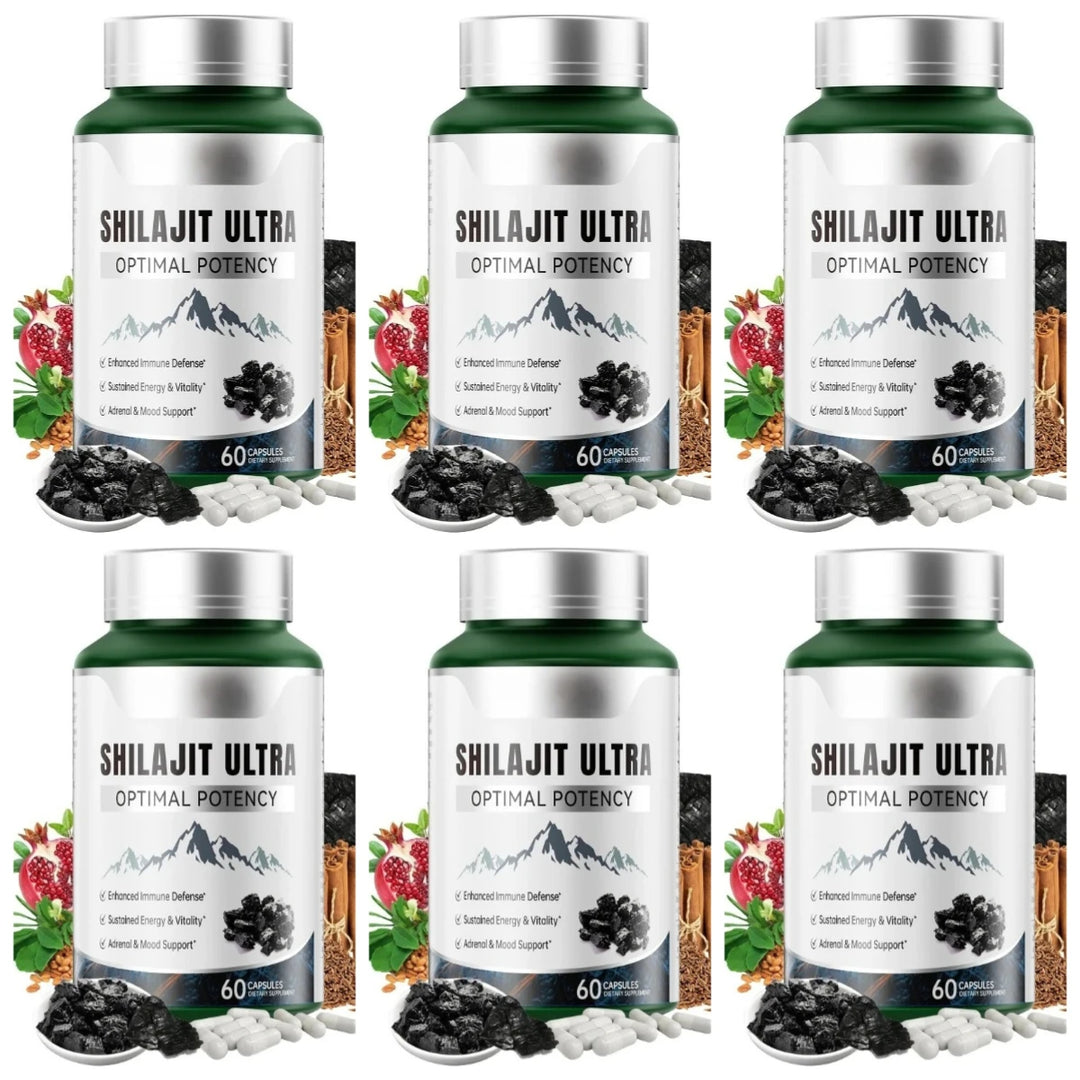 Shilajit Ultra with L-Arginine for Natural Energy and Vitality 60 Capsules Non-GMO  Endurance Stamina Antioxidant Supplement