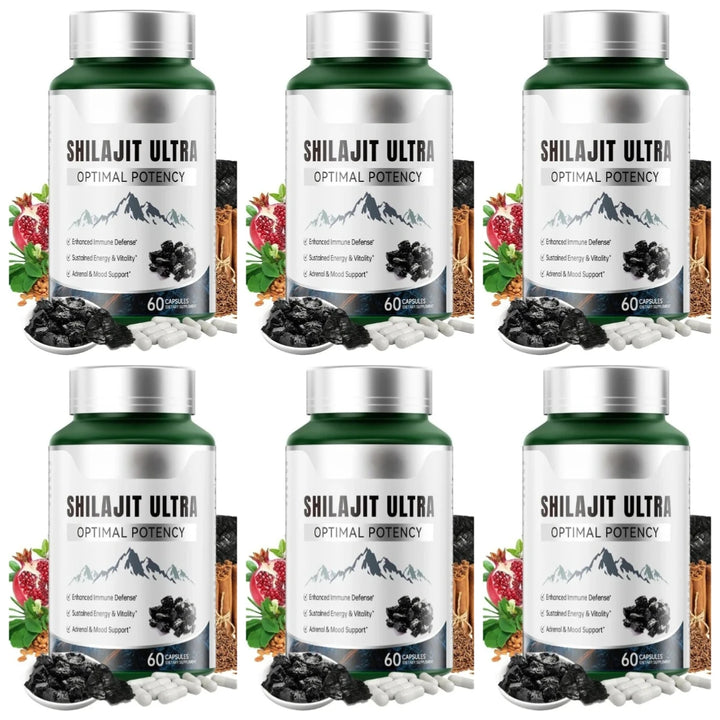 Shilajit Ultra with L-Arginine for Natural Energy and Vitality 60 Capsules Non-GMO  Endurance Stamina Antioxidant Supplement
