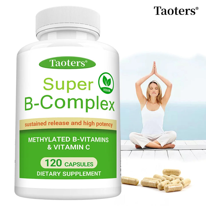 Super B Complex,Including B12, B1, B2, B6, Vitamin C – Energy Metabolism, Maintaining The Nervous System, Promoting Skin Health
