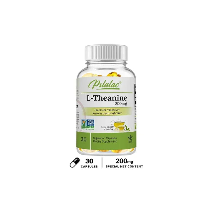 Natural L-Theanine Capsules 200 Mg, Stress Relief, Mood Supplement, for Overall Health, Vegetarian