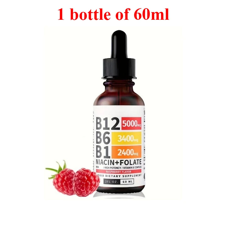 5-in-1 Vitamin B Complex Liquid Drops – B12, B6, B1 &amp; Folate