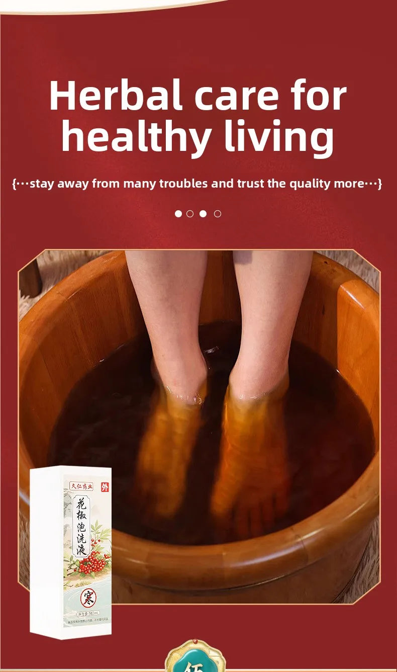 300ml Herbal Foot &amp; Body Soak - Mugwort Pepper Liquid for Dampness/Cold Relief, No-Boil Concentrated Yao Bath