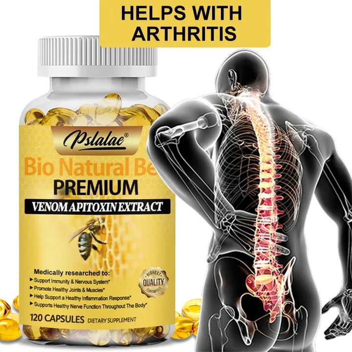 Natural Bee Capsules Enhance Immunity and Anti-oxidation, Effectively Relieve Joint Inflammation 120 Capsules Non-GMO Supplement