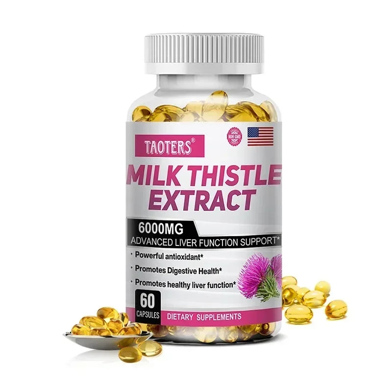Milk Thistle 6000 Mg Silymarin and Dandelion Root for Liver Health and Antioxidant Detoxification