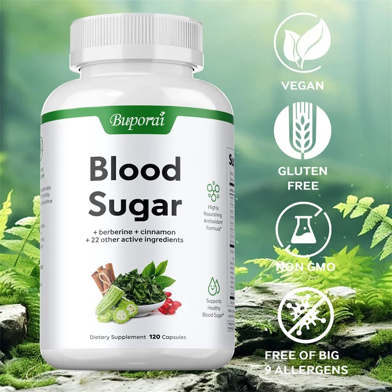 Blood Sugar Capsules - Supports Blood Sugar Balance, Promotes Metabolism, Digestion and Heart Health