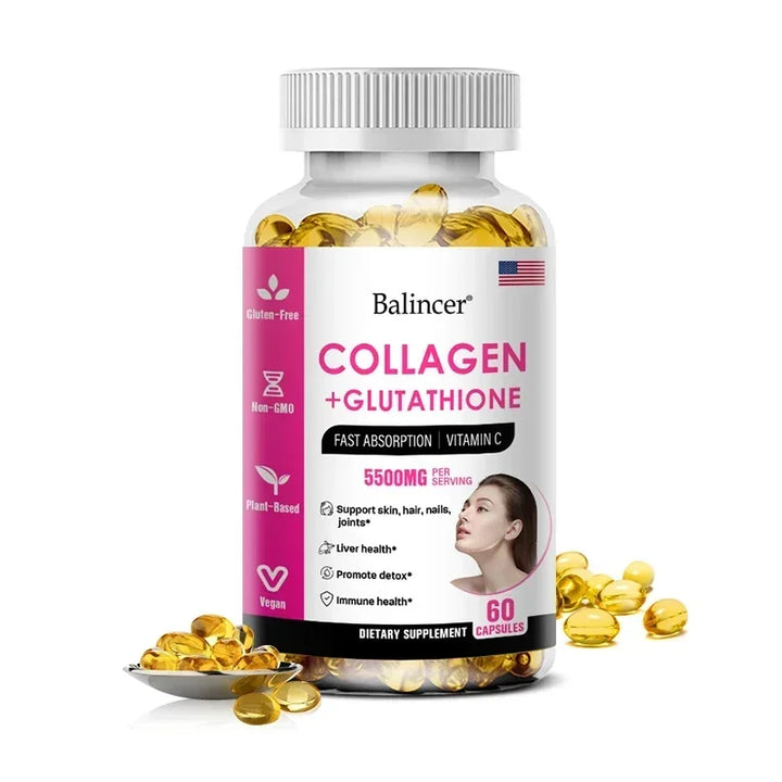 Glutathione Collagen Capsules, Antioxidant, Skin Whitening, Deeply Nourish Skin, Hair &amp; Nails, Support Anti-Aging &amp; Joint Health
