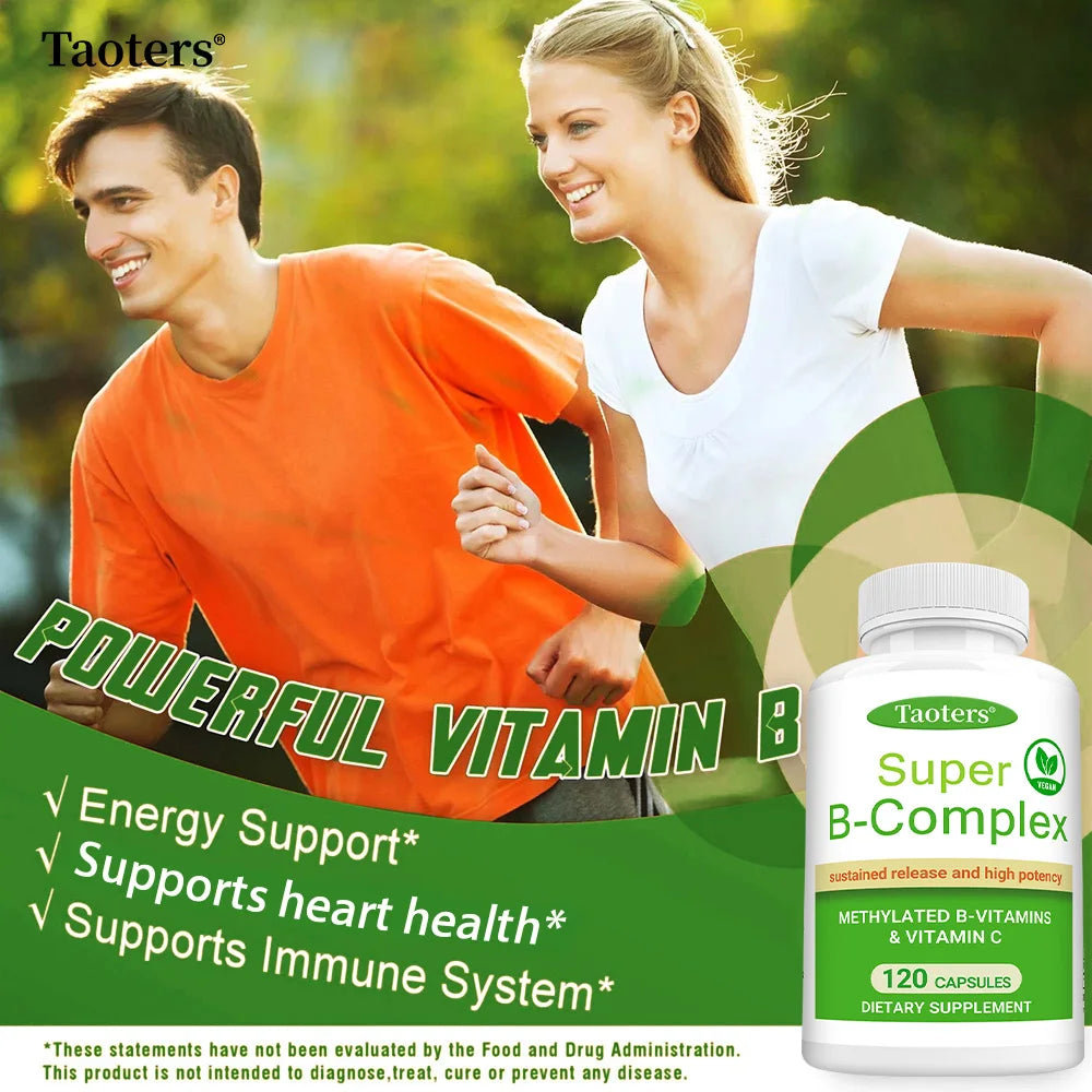 Super B Complex,Including B12, B1, B2, B6, Vitamin C – Energy Metabolism, Maintaining The Nervous System, Promoting Skin Health