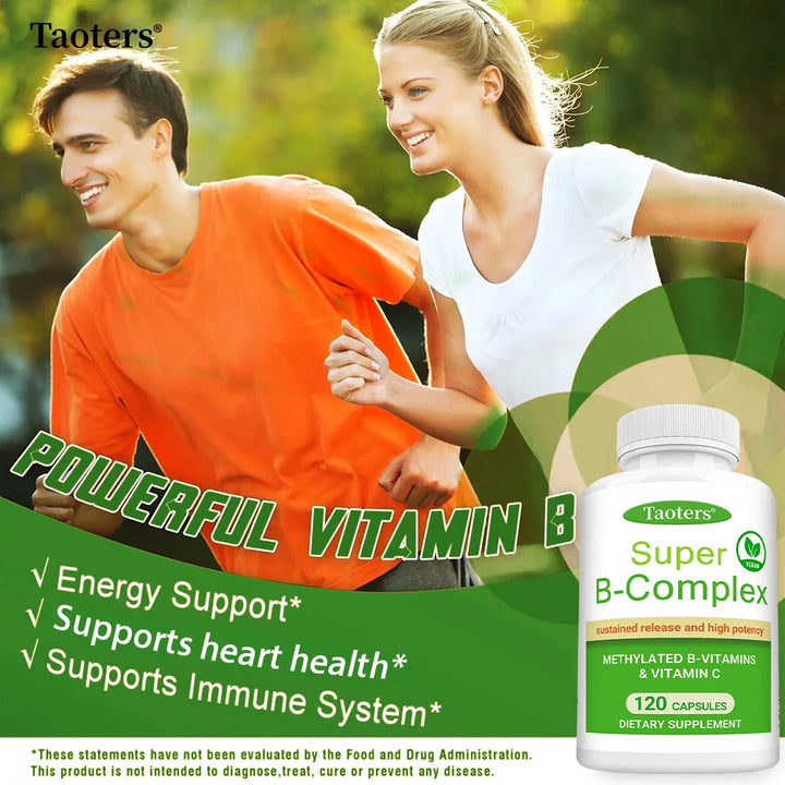 Super B Complex,Including B12, B1, B2, B6, Vitamin C – Energy Metabolism, Maintaining The Nervous System, Promoting Skin Health