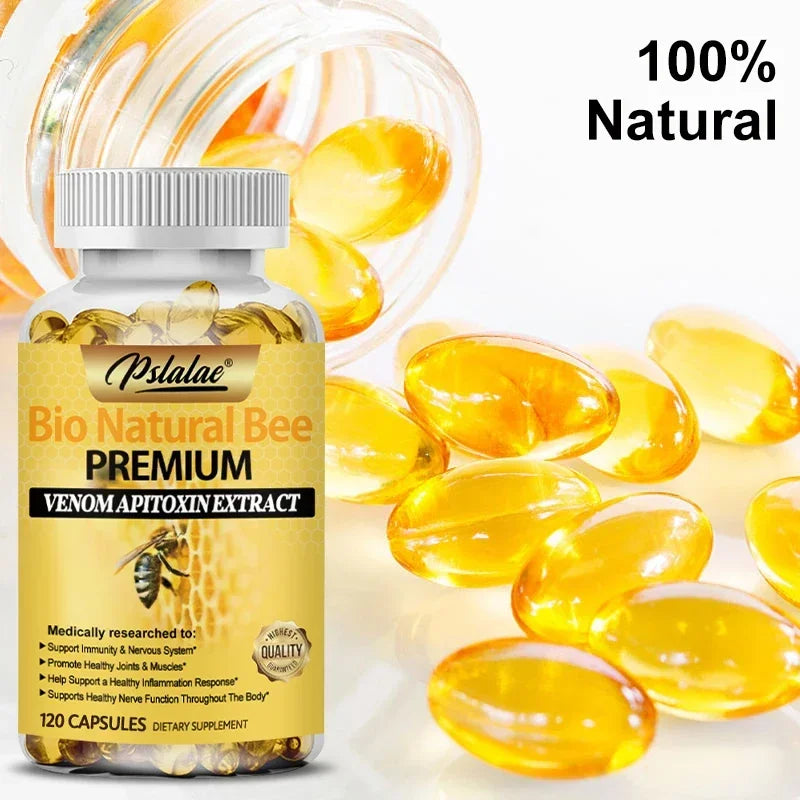 Natural Bee Capsules Enhance Immunity and Anti-oxidation, Effectively Relieve Joint Inflammation 120 Capsules Non-GMO Supplement