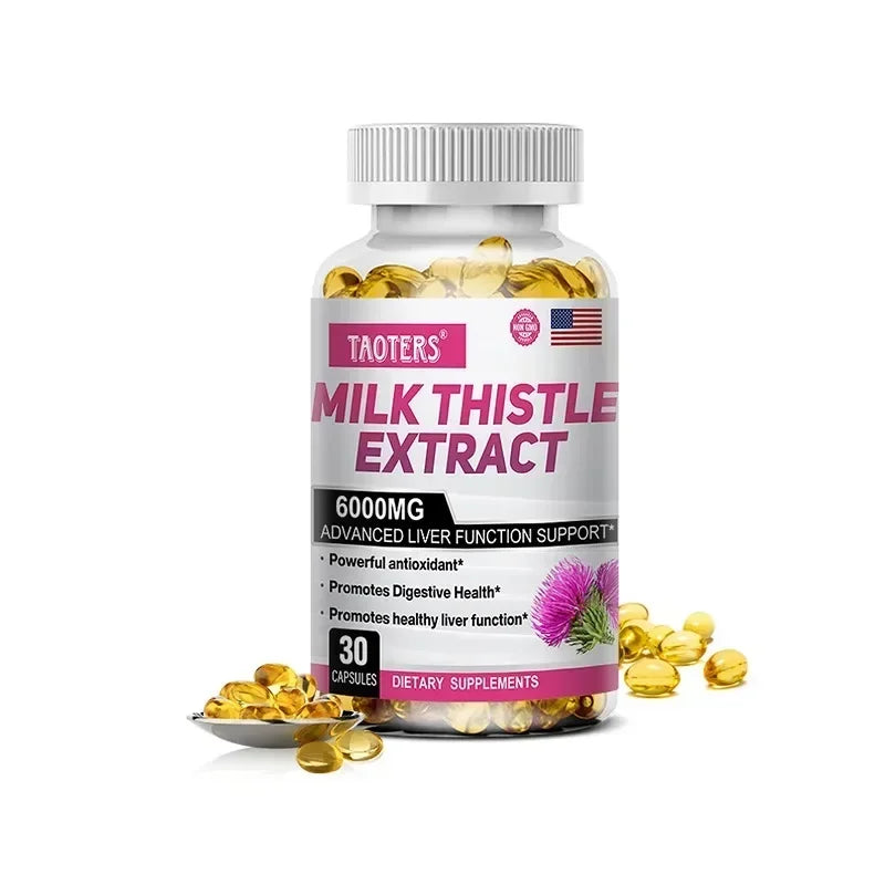 Milk Thistle 6000 Mg Silymarin and Dandelion Root for Liver Health and Antioxidant Detoxification