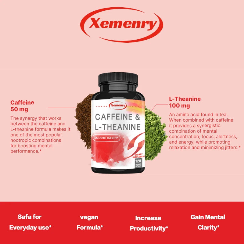 Caffeine 50mg + L-Theanine 100mg Capsules