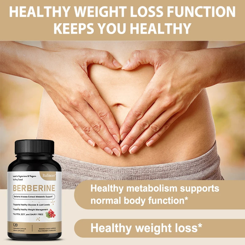 Berberine Capsules 500 Mg - Promotes Cardiovascular and Cholesterol Health, Support Healthy Weight Management and Immune System