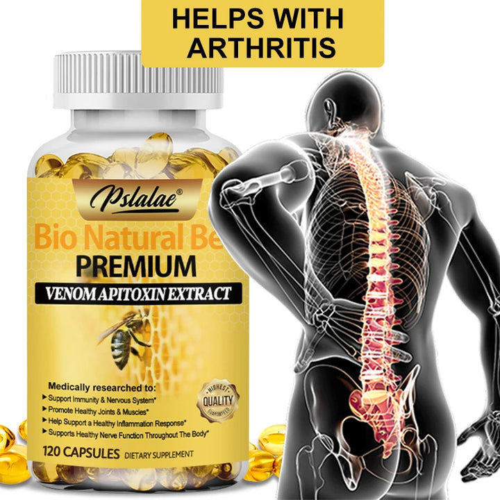 Natural Bee Capsules Enhance Immunity and Anti-oxidation, Effectively Relieve Joint Inflammation 120 Capsules Non-GMO Supplement