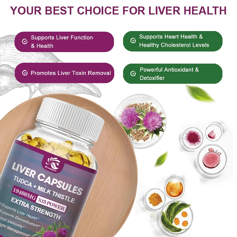 Natural Milk Thistle 19400mg Silymarin Marianum &amp; Dandelion Root Liver Health Support, 60/120 Capsules