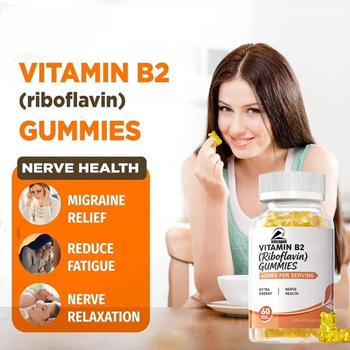 Vitamin B2 Riboflavin 400mg Gummies – 60 Count