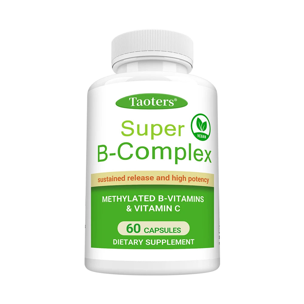 Super B Complex,Including B12, B1, B2, B6, Vitamin C – Energy Metabolism, Maintaining The Nervous System, Promoting Skin Health