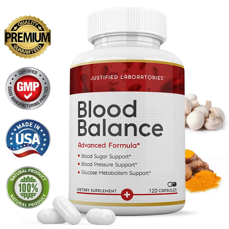 Natural Blood Balance Capsules - Vitamin C, B6,12,Hawthorn, Heart &amp; Blood Sugar Balance Circulation Support, Promotes Metabolism