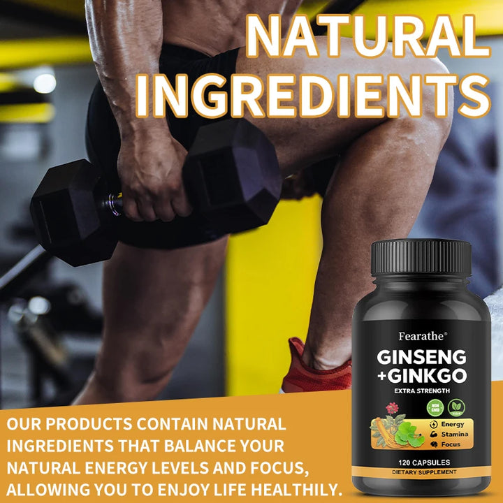 Panax Ginseng + Ginkgo Biloba Capsules – Energy &amp; Focus Support