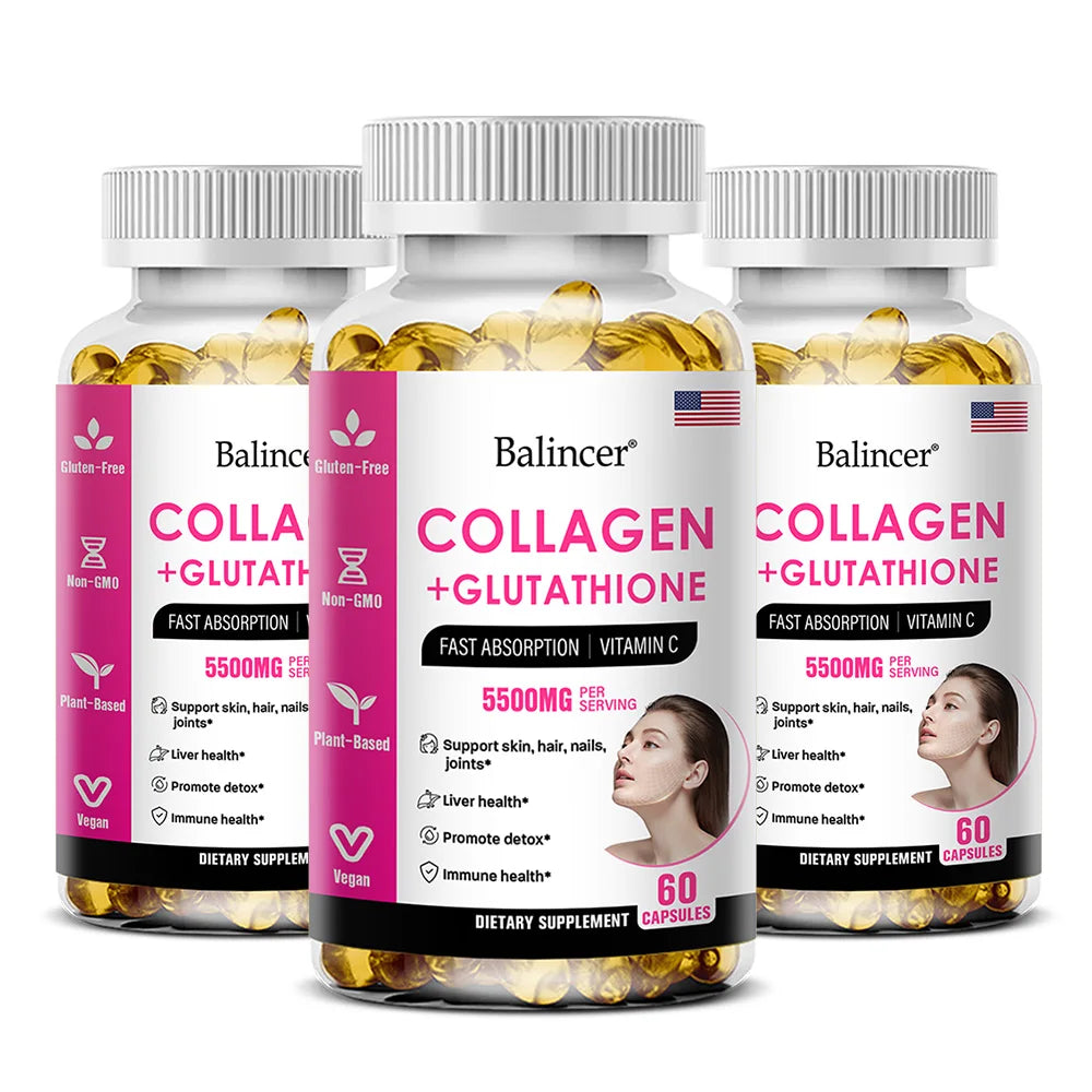 Glutathione Collagen Capsules, Antioxidant, Skin Whitening, Deeply Nourish Skin, Hair &amp; Nails, Support Anti-Aging &amp; Joint Health