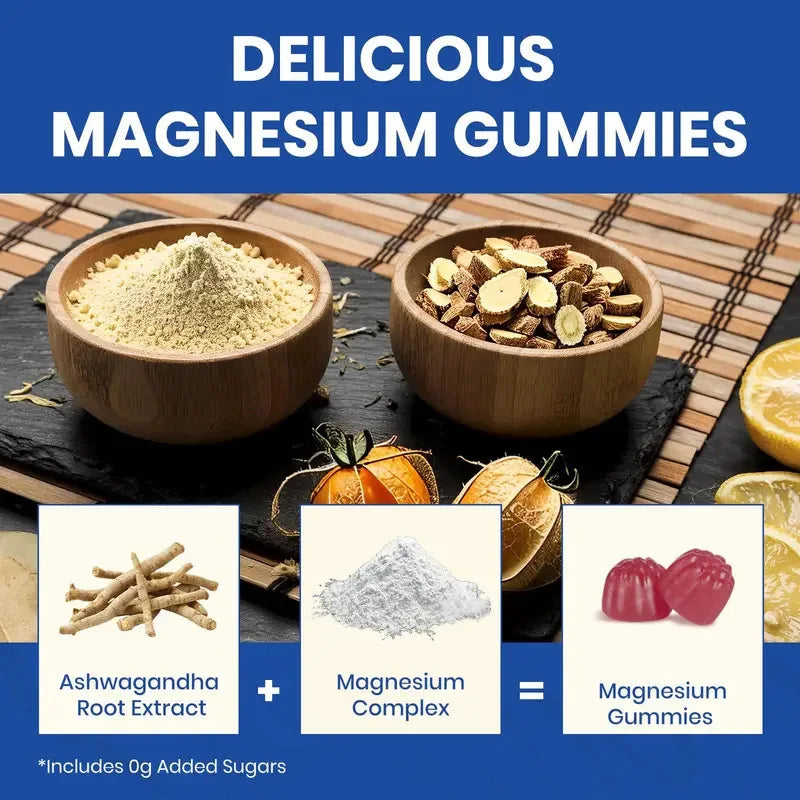 14 In 1 Magnesium Gummies with Ashwagandha, L-Theanine, D3 &amp; Zinc – Cortisol Supplements Promote Healthy Sleep