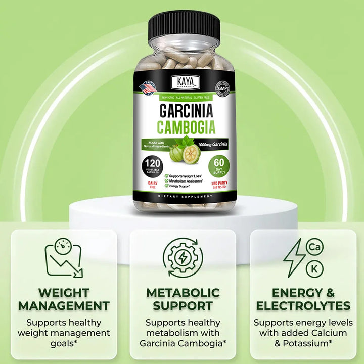 Garcinia Cambogia Capsules, Supports Weight Management, Appetite Control, Energy Metabolism Supplement, Non-GMO