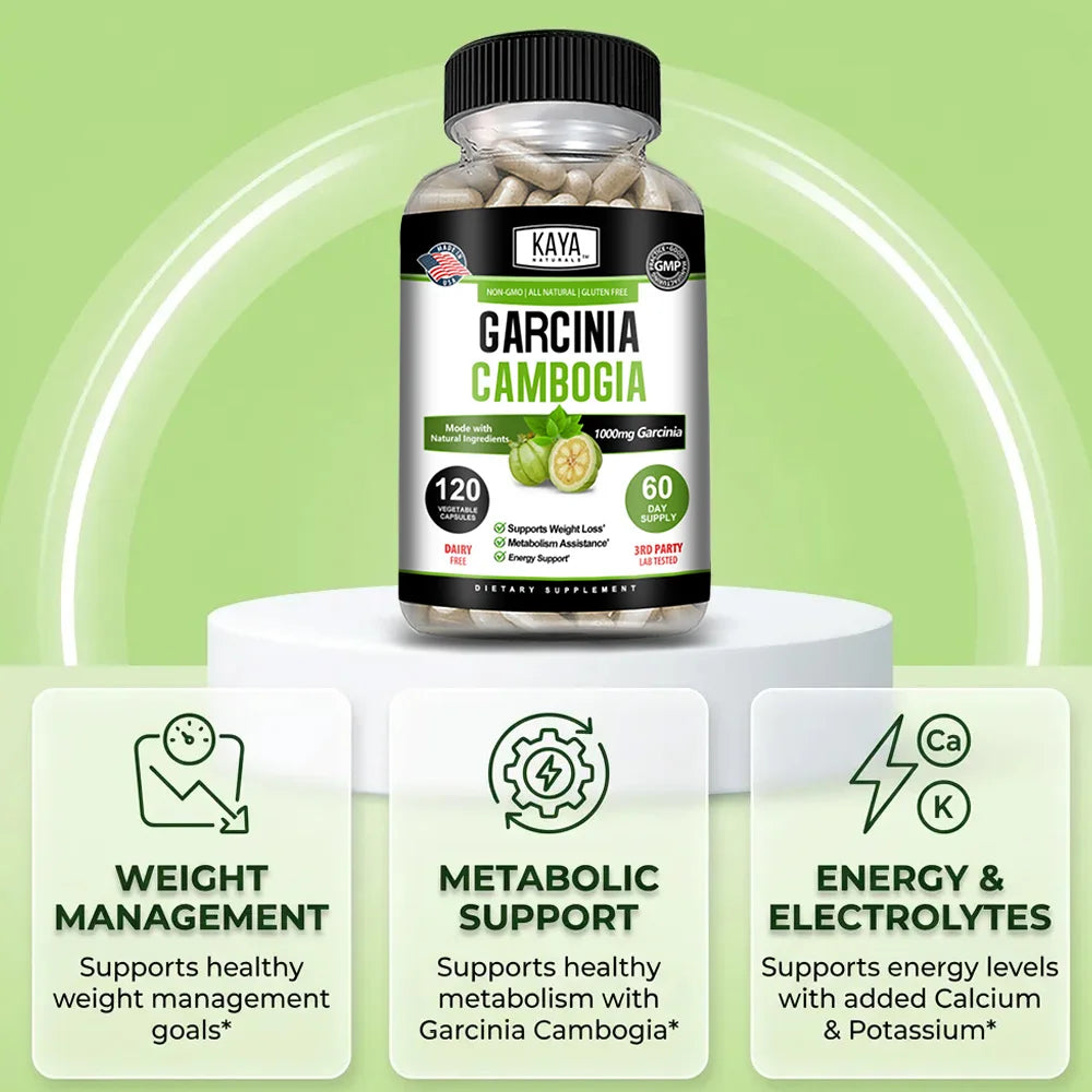 Garcinia Cambogia Capsules, Supports Weight Management, Appetite Control, Energy Metabolism Supplement, Non-GMO
