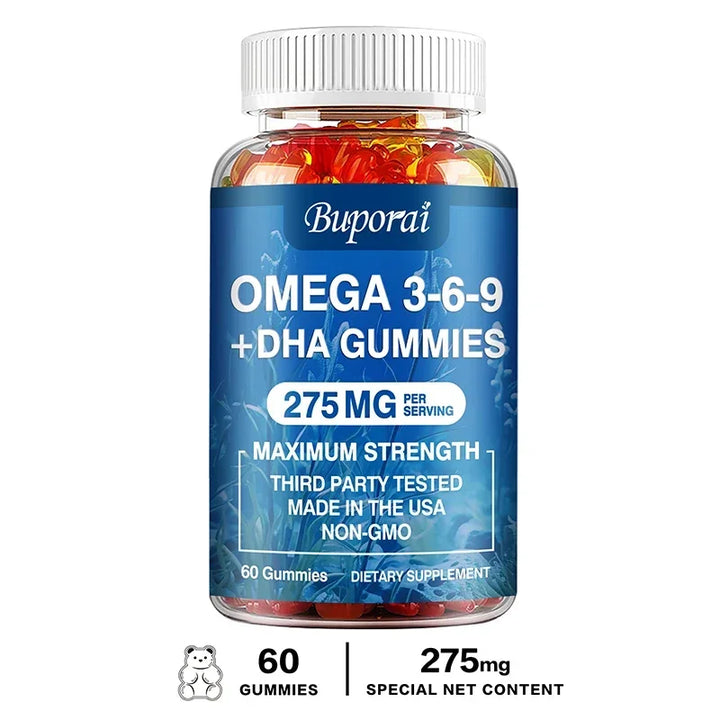 Omega 3-6-9 + DHA Gummies – Brain &amp; Eye Support