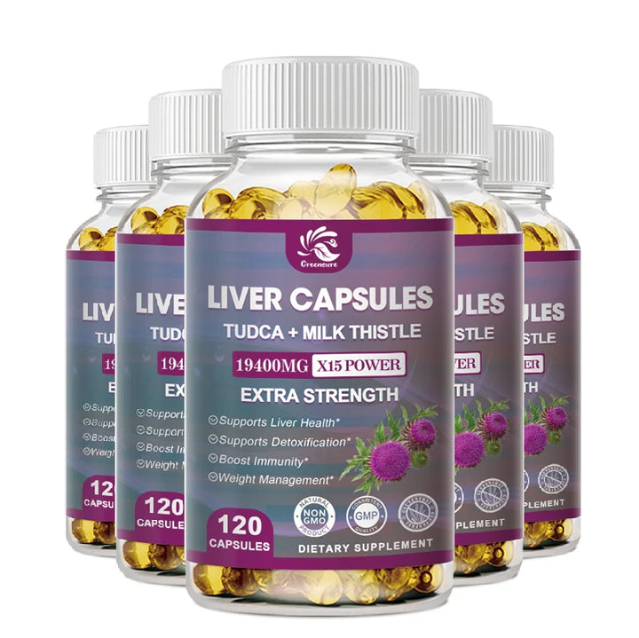 Natural Milk Thistle 19400mg Silymarin Marianum &amp; Dandelion Root Liver Health Support, 60/120 Capsules