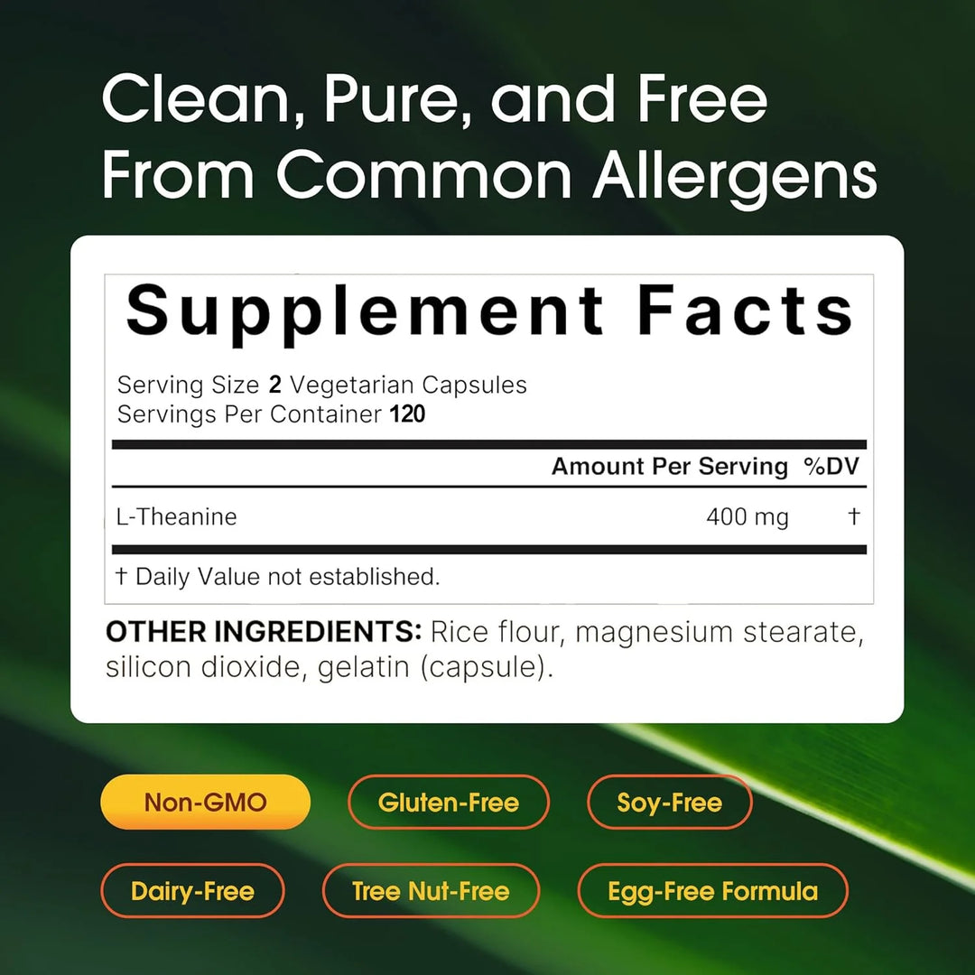 L-Theanine 400mg Supplement – Calm &amp; Relaxation Support